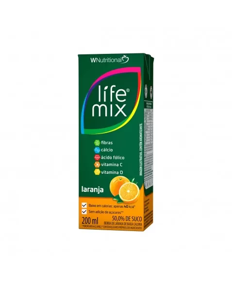 SUCO BAIXA CALORIA LARANJA - 50% SUCO INTEGRAL - LIFE MIX - 200 ML