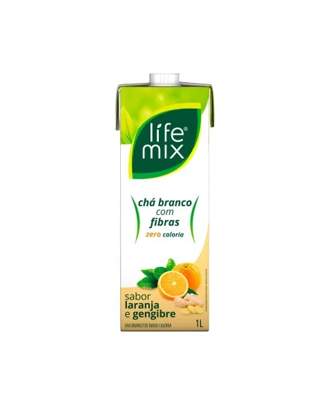 CHA BRANCO ZERO COM FIBRAS - LARANJA E GENGIBRE - LIFE MIX - 1 LITRO