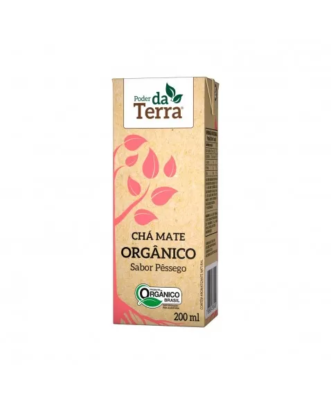 CHA MATE ORGANICO - PESSEGO - PODER DA TERRA - 200 ML