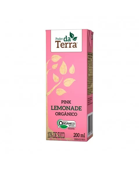 PINK LIMONADE ORGANICO - 10% SUCO - PODER DA TERRA - 200 ML