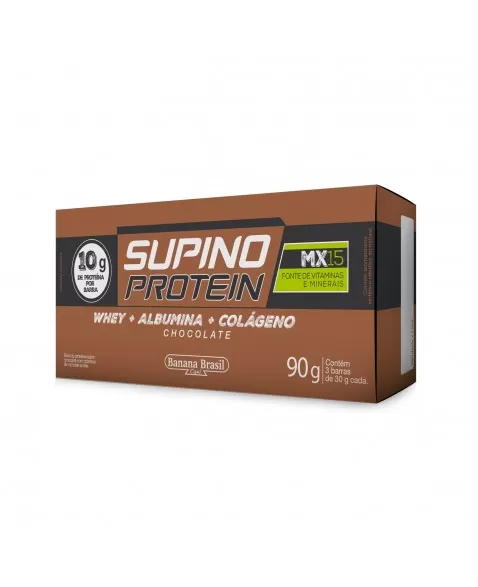 Barra Supino Protein Chocolate - Banana Brasil - Caixeta Com 3 Unidades De 30G