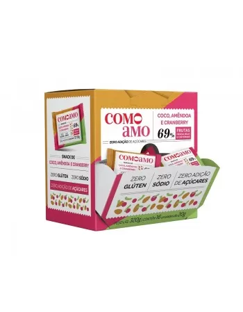 Snack Coco, Amêndoas e Cranberry - ComoAmo- Display 16 X 20g