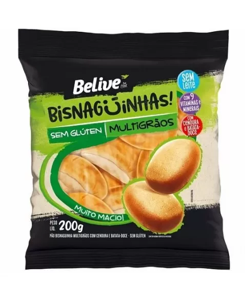 Bisnaguinha Multigrãos Sem Glúten - BELIVE - 200g