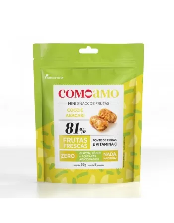 Snack Mini Coco e Abacaxi - ComoAmo - Pouch 56g