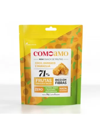 Snack Mini Coco, Damasco e Maracujá - ComoAmo - Pouch 56g