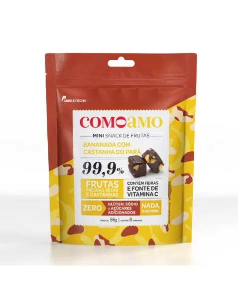 Snack Mini Bananada com Castanha do Pará - ComoAmo - Pouch 56g